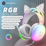 Headset ONIKUMA-Casque de jeu professionnel avec poignées dynamiques, lumière RVB complète, oreilles de chat amovibles, casque filaire avec micro Gamer, PC, PS5 ""Nipseyteko