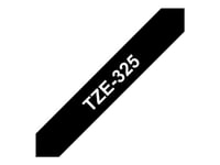 Brother Tze-325 - Standardlim - Vitt På Svart - Rulle (0,9 Cm X 8 M) 1 Kassett(Er) Bandlaminat - För Brother Pt-D210, D600, H110  P-Touch Pt-1005, 1880, E310, E800  P-Touch Cube Plus Pt-P710