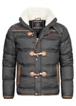 Geographical Norway Veste d'hiver pour homme avec col en fourrure, gris foncé, S