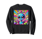 Colorful Alien with Halo and Wings Cool Pop Art Sweatshirt