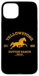 Coque pour iPhone 15 Plus Yellowstone Dutton Ranch Est. 1886 Running Horse Brown Logo