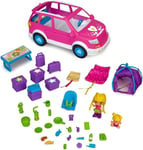 Coffret Voiture Camping Familial, Kitchenette, Panneau Solaire, Tente, Sac De Couchage Et Nombreux Accesoires De Camping, 2 Figurines Incluses, Pour Enfants À Partir De 4 Ans