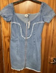 Milk It Size 14 Dress Short Sleeved New Tags Western Panel Zips Denim Dress