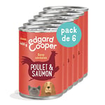 Edgard & Cooper Boite Patée Chien Senior Sans Cereales Nourriture Naturelle 6x400g Saumon et Poulet, Alimentation saine savoureuse et équilibrée, Protéines de qualité supérieure