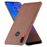 Motorola Croco Moto E6 Plus kuoret - Ruskea