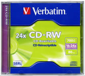 Verbatim CD-RW 16 -24 x - 80MIN / 700MB Rewritable Blank CDRW Disc NEW & SEALED