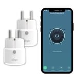 2 Prises Conectees Priska Mini 3 Fr-Wifi + Bt,Fonctions Avancees V3,10A,Compteur De Consommation,Compatible Alexa Et Google Home & Tuya Blanc/Transparent