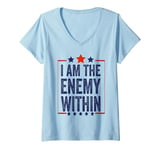 Womens Funny I Am The Enemy Within 2024 Women's Cat Lady V-Neck T-Shirt