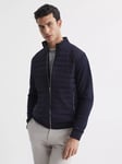 Reiss Flintoff Long Sleeve Interlock Quilted Jacket, Navy