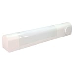 TIBELEC, 317410, Applique avec prise 2P+T sans lampe pour tube, Modèle Belna, 13 Watts Max, IP21, à culot S19, avec un tube LED ou FLUO, Eclairage Salle de bain, Blanc, Posable en mural ou au plafond