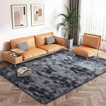 JURLEA Tapis Moderne Moelleux Shaggy Tapis pour Salon Doux Tapis Antidérapant pour Chambres Garçons Chambre Filles Chambre Salle de Jeux Moderne Décor À La Maison (Gris Noir, 185 x 185 cm)