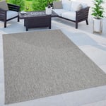 Paco Home Tapis Intérieur Et Extérieur Balcon Terrasse Tapis Cuisine Monochrome Moucheté Gris, 300x400 cm