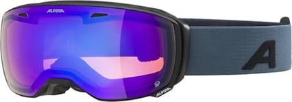 ALPINA ESTETICA Q - Lunettes de ski à effet miroir, renforcement du contraste et polarisées, avec protection UV 100% - Pour adultes - Noir/bleu mat - Taille unique