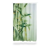 Relaxdays Bamboo Design Shower Curtain, Polyester, Fabric, Washable, Plant Motif, 200 x 180 cm, Bath Curtain, Green