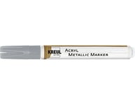 Kreul 46262 - Acrylique Metallic Marker Medium, avec pointe ogive env. 2-4 mm, argent, peinture acrylique permanente avec effet métallique, pour des accents filigranes