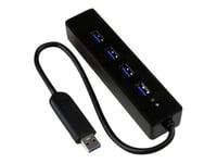 Startech.Com 4-Port Usb 3.0 Hub With Built-In Cable - Superspeed Laptop Usb Hub - Portable Usb Splitter - Mini Usb Hub (St4300pbu3) - Hub - 4 X Superspeed Usb 3.0 - Stasjonær - For P/N: Fcreadmicro3, Msdreadu3ca