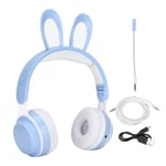 Rabbit Ear Bluetooth 5.0 -kuulokkeet taitettavat lasten langattomat kuulokkeet LED-värivalolla PC-tabletille Online LearningBlue