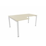 Bureau compact asymétrique Producteo Blanc CONNECT : bureau D160x120/L60/cpl erable blanc/cpi blanc/angle gauche