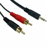 3.5mm Jack to 2 x RCA Cable (Twin Phono) Audio Lead Stereo Short GOLD 0.5m