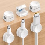 Lamicall [6 Pack] Spring Cable Holder Clips - No-residue Cord Cable Management, Wire Holder Organiser, Desk Tidy, Cable Keeper for USB, HDMI, Wall, PC, Car, Office, Home - White (8mm)