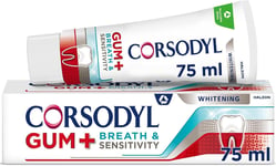 Corsodyl Gum+ Breath & Sensitivity Toothpaste Whitening 75ml 75 ml (Pack of 1) 