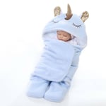 Licorne Bebe Gigoteuse Emmaillotage Naissance Fille Garçon Couverture Enveloppante Epais avec Capuche Nid d'ange Chaud en Velours Corail Nouveau-né