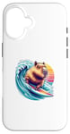 Coque pour iPhone 16 Capybara Planche de surf pour homme, femme, enfant