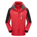 SCYDAO Vestes pour Femmes, Veste Ski Softshell Doublure en Polaire, Vêtements d'hiver Imperméables À Capuche Détachables,Rouge,S