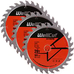 WellCut TCT Saw Blade 165mm x 28T x 20mm Bore For Makita SP6000,DSP600 Pack of 3