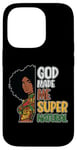 Coque pour iPhone 14 Pro Black Queen Natural Hair Beauty God Made Me Mélanine pour femme