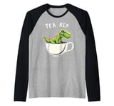 Tea Rex T-Rex Tea Lover Dinosaur Pun Raglan Baseball Tee