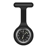 Vicloon Montre à Gousset D'infirmière, Infirmière Montre Broche en Silicone avec Broche pour Infirmières et à Tout Autre Professionnel de la Santé Noir