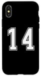 Coque pour iPhone X/XS Blanc Numéro 14 Équipe Junior Sports Uniforme Numéroté