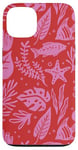 iPhone 13 Ocean Life Seaweed Starfish Biologist Coastal Sea Pink Red Case