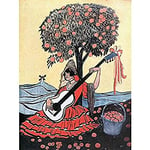 Lengo Sphere Spanish Guitar Woman Tree Painting Unframed Wall Art Print Poster Home Decor Premium