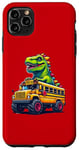 Coque pour iPhone 11 Pro Max Dinosaure T-rex On Monster Truck School Bus Driver Graphic