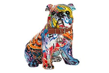 Sculpture décorative Moderne en Forme de Chien Carlin Pop Art en Pierre Artificielle Multicolore 22 x 23 cm