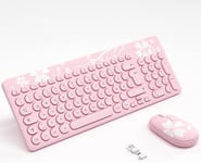 Jeu De Souris Sans Fil Rose Qwertz,Clavier Allemand,Clé Ronde Rétro,2.4 G Type C/Usb A,Récepteur Silencieux,Souris Combo Avec Pavé Numérique Pour Pc, Ordinateur Portable, Mac, Wind[MOU141073]