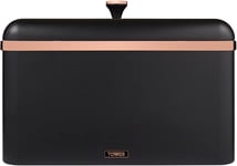 Tower T826130BLK Cavaletto Bread Bin Storage, Carbon Black and Rose Gold