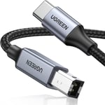 USB B to USB C Printer Cable, Type B 2.0 Braided Data Lead for Hp/Epson/Canon Pr