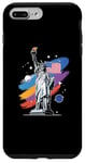 Coque pour iPhone 7 Plus/8 Plus Statue de la Liberté USA tenant une torche flamboyante avec des plantes