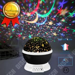 TD® Projecteur LED étoile lune veilleuse ciel rotatif à piles veilleuse lampe pour enfants enfants bébé chambre