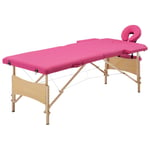 vidaXL Hopfällbar massagebänk 2 sektioner trä rosa 110185