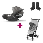 Cybex Pack Poussette Duo Libelle Fog Grey + adaptateurs Coque Cloud T i-Size Sepia Black