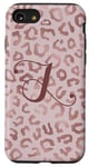 Coque pour iPhone SE (2020) / 7 / 8 Letter J Initial Leopard Rose Pink Cheetah Monogram