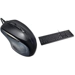 Kensington ProFit Mouse - Full-Sized 5-Button Optical Wired Mouse - Black (K72369EU) & ValuKeyboard - wired keyboard for PC, Laptop, Desktop PC, Computer, notebook. USB Keyboard - Black (1500109BUK)