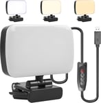 Lampe de vidéoconférence, lampe de téléphone portable avec clip et câble USB, 10 niveaux de luminosité + 3 couleurs de lumière + lumière rotative à 360 °, lumière de streaming,éclairage pour YouTube