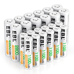 EBL 24pcs AA AAA NiMH Rechargeable Batteries, 12 x 2800mAh AA Batteries bundle with 12 x 1100mAh AAA Batteries