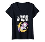 Womens I Work HR Magic Funny Human Resource Management For HR Squad V-Neck T-Shirt