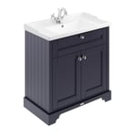 Old London Twilight Blue 800mm 2 Door Vanity Unit and Basin with 1 Tap Hole - LO